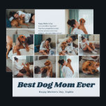 Retro Best Dog Mom 12 Photo Collage Blue Julkort<br><div class="desc">Elegant Mother's Day greeting card.'</div>