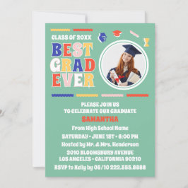 Retro Best Grad någonsin Photo Grönt Studentfest Inbjudningar