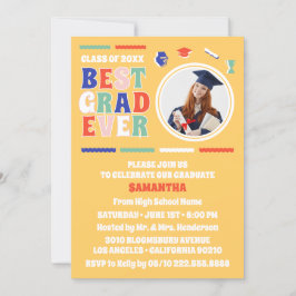 Retro Best Grad någonsin Photo Gult Studentfest Inbjudningar