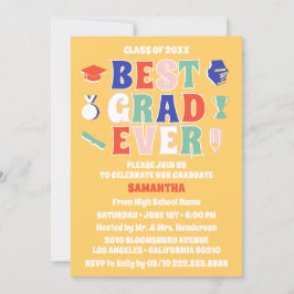 Retro Best Grad-Studentfesten någonsin i Gult Inbjudningar