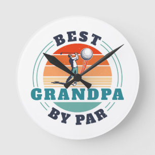 Retro Best Grandpa by Par Anpassningsbar Golfing Rund Klocka