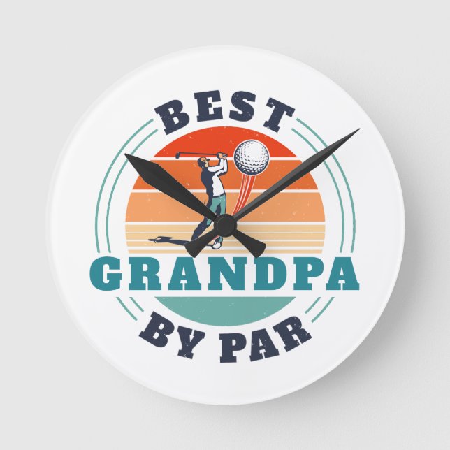 Retro Best Grandpa by Par Anpassningsbar Golfing Rund Klocka (Framsida)