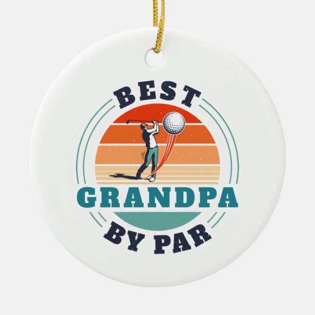 Retro Best Grandpa by Par Anpassningsbar jul Golfn Julgransprydnad Keramik (Framsidan)