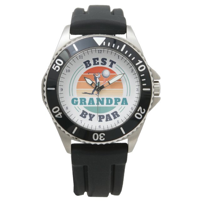 Retro Best Grandpa by Par Grandfather Birthday Armbandsur (Framsida)