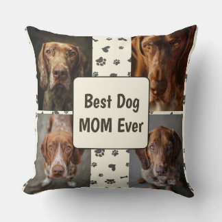 Retro Best Hund MAMMA Anpassningsbar 4 Photo Bracc Kudde