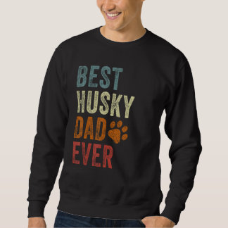 Retro Best Husky Dad Ever Siberian Husky Papa Fath Lång Ärmad Tröja