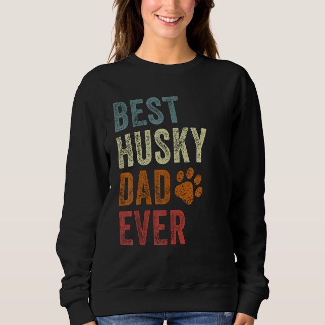 Retro Best Husky Dad Ever Siberian Husky Papa Fath T Shirt (Framsida)