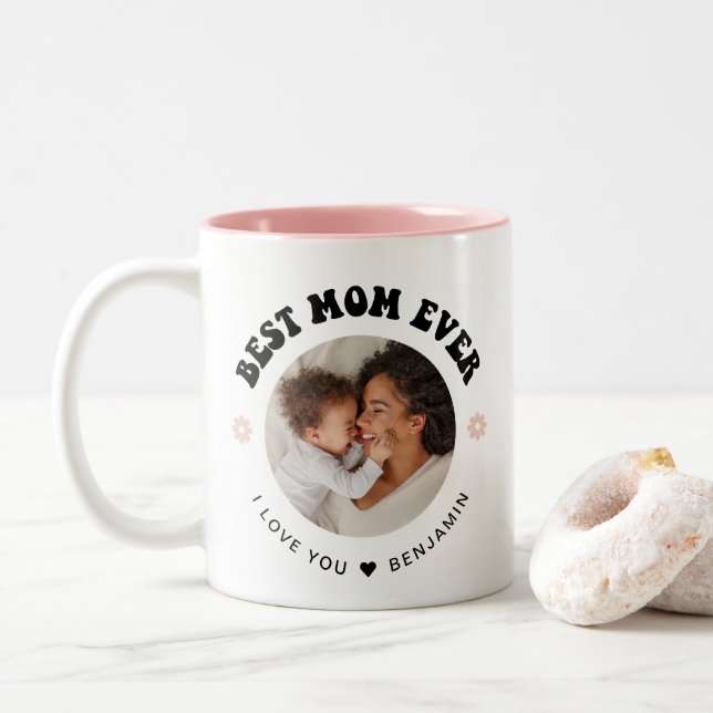 Retro Best Mamma någonsin | Foto Två-Tonad Mugg (Med munk)