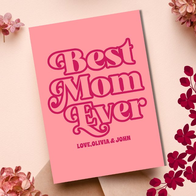 Retro Best Mamma någonsin Rosa Groovy Mors dag Pho Kort (Skapare uppladdad)