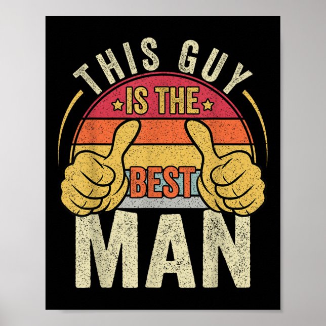 Retro Best Man Bröllop Trossgossar Roligt Bröllop  Poster (Framsidan)