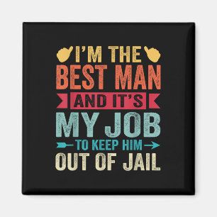 Retro Best Man Bröllop Trossgubbar Roligt Bröllop Magnet