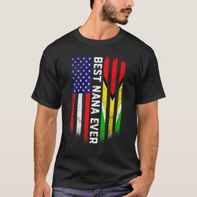 Retro Best Nana någonsin American Guyana Flagga Mo T Shirt (Framsida)