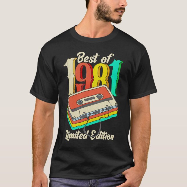 Retro Best of 1981 Cassette Tape 40th Birthday Dec T Shirt (Framsida)