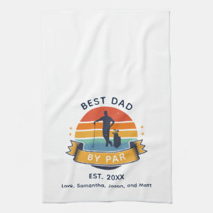 Retro Best Pappa efter Par Golfing Älskare Anpassn Kökshandduk
