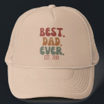 Retro Best Pappa har någonsin etablerat datum då n Keps<br><div class="desc">Bästa pappa någonsin-skjorta med anpassadets fastställda datum i retro font och färg.</div>