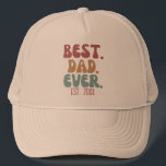 Retro Best Pappa har någonsin etablerat datum då n Keps<br><div class="desc">Bästa pappa någonsin-skjorta med anpassadets fastställda datum i retro font och färg.</div>