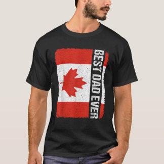 Retro Best Pappa någonsin Canada Flagga Canadian T Shirt