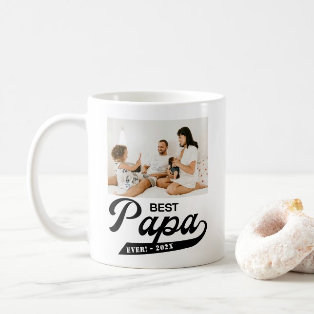 Retro Best Pappa någonsin Photo Kaffemugg (Med munk)