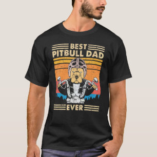Retro Best Pitbull Pappa någonsin som kör motorcyk T Shirt