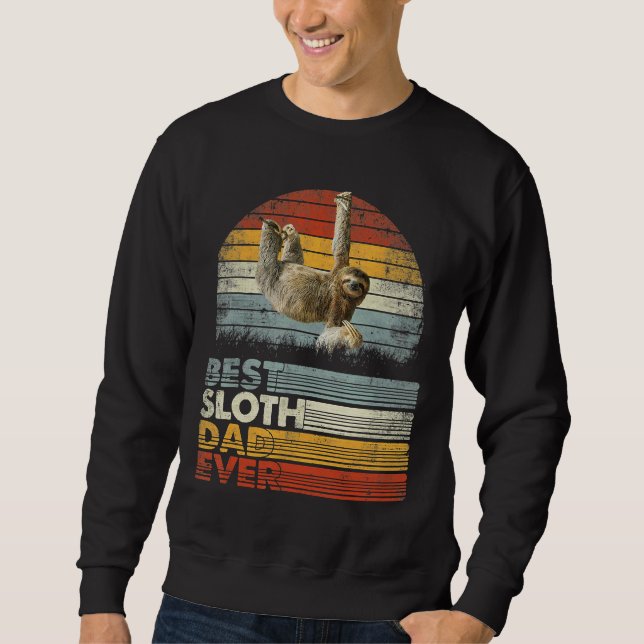 Retro Best Sloth Pappa någonsin Animals 13957 Lång Ärmad Tröja (Framsida)