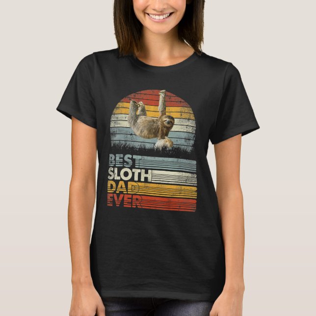 Retro Best Sloth Pappa någonsin Animals 13957 T Shirt (Framsida)