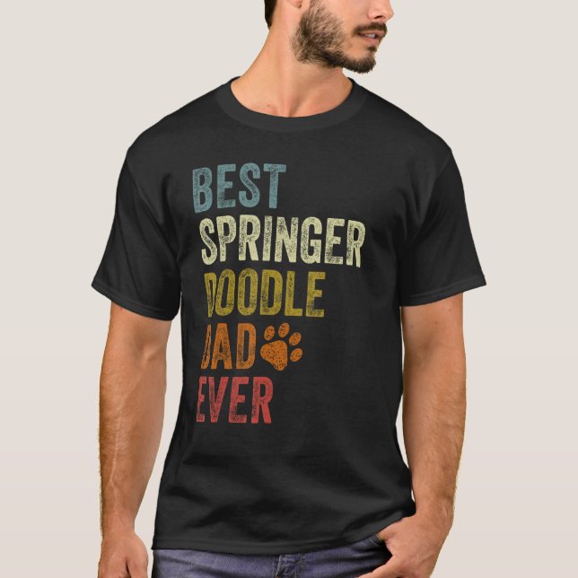 Retro Best Springerdoodle Dad Ever Dog Papa Father T Shirt (Framsida)