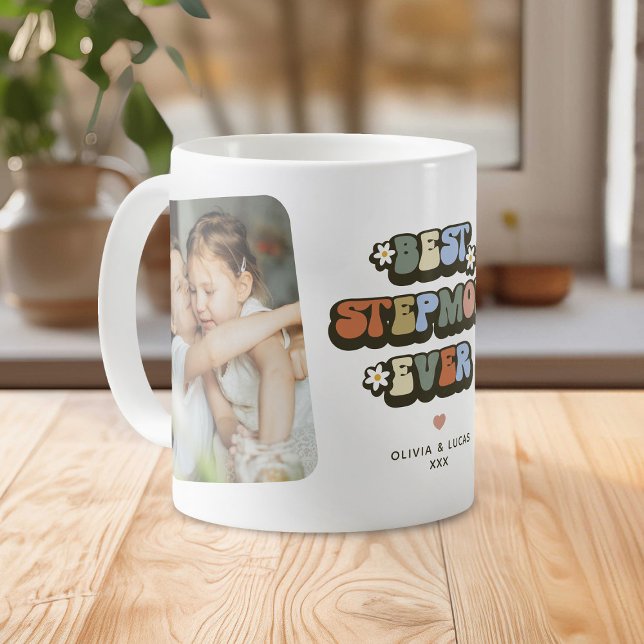 Retro Best Stepmamma någonsin 2-foto Kaffemugg (Skapare uppladdad)