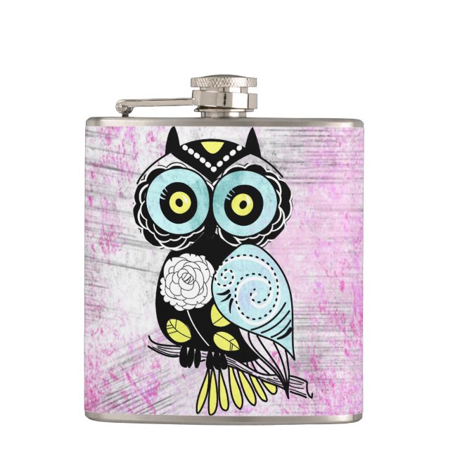 Retro beställnings- uggla fickplunta (Framsidan)