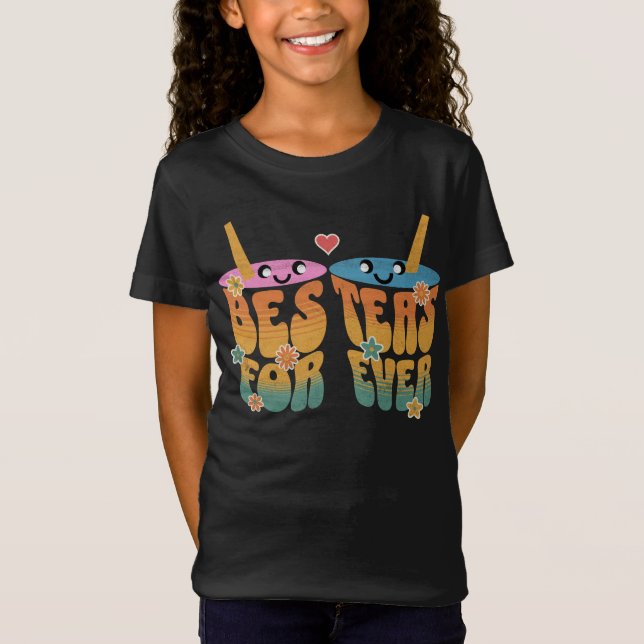 Retro Besteas Forever Bestie Tea Pun Cute Friends T Shirt (Framsida)