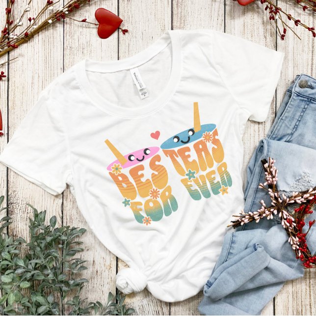 Retro Besteas Forever Bestie Tea Pun Cute Friends T Shirt (Skapare uppladdad)