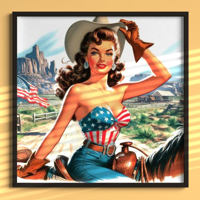 Retro Bevackert Cowgirl Pin Up Poster (Skapare uppladdad)