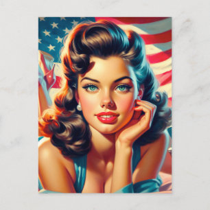 Retro Bevackra American Girl Vykort