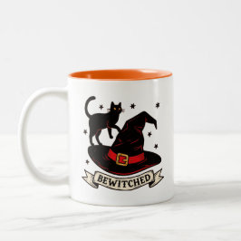 Retro Bewitched Black och Orange Halloween Två-Tonad Mugg