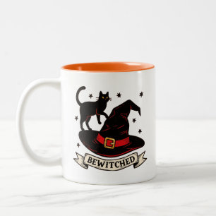 Retro Bewitched Black och Orange Halloween Två-Tonad Mugg