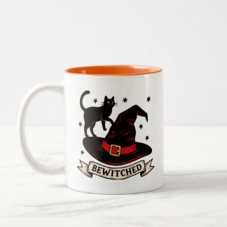 Retro Bewitched Black och Orange Halloween Två-Tonad Mugg