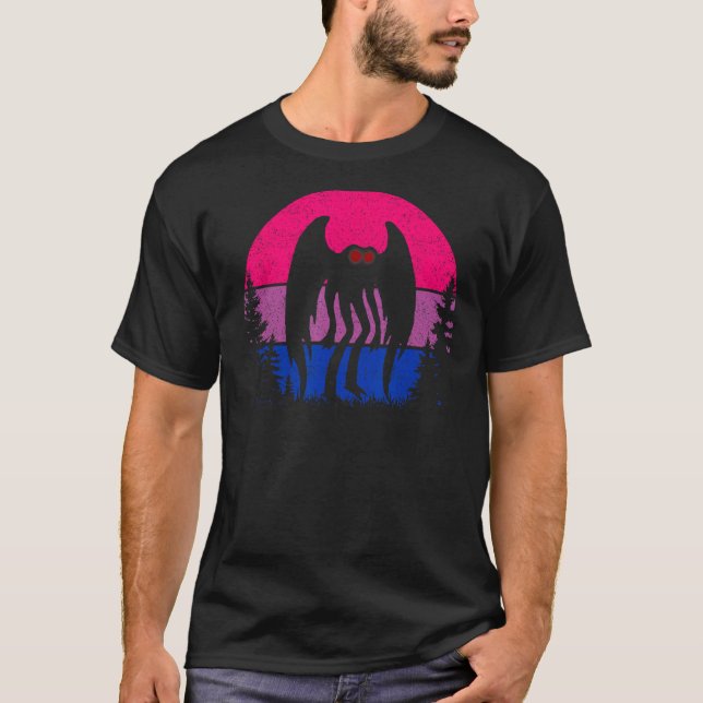 Retro Bi Mothman Bisexual Pride Point trevligt Grå T Shirt (Framsida)