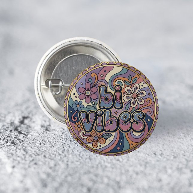 Retro Bi Vibes HBTQ Pride Pin Knapp (Skapare uppladdad)