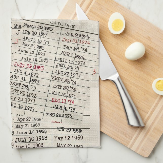 Retro Bibliotek-kort Kökshandduk (Vikt i Fjärdedel)