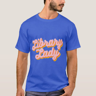 Retro bibliotekslady design i rosa familj t shirt
