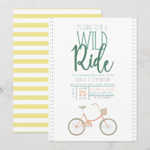 Retro Bicycle Baby Shower Inbjudan