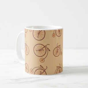 Retro Bicycle Mönster i Brown Tones Kaffemugg