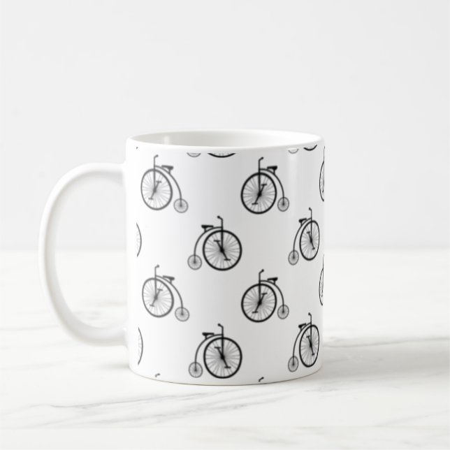 Retro Bicycle - Pattern  Kaffemugg (Vänster)