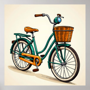 Retro Bicycle Teckning Poster