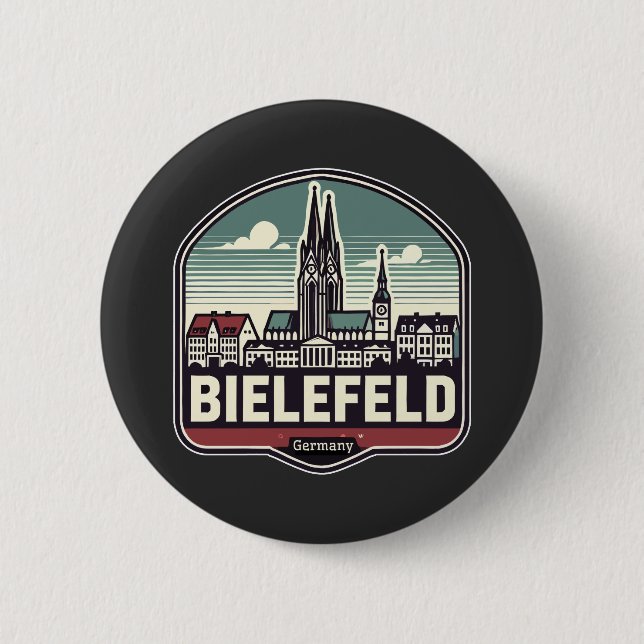 Retro Bielefeld Skyline  Knapp (Framsida)