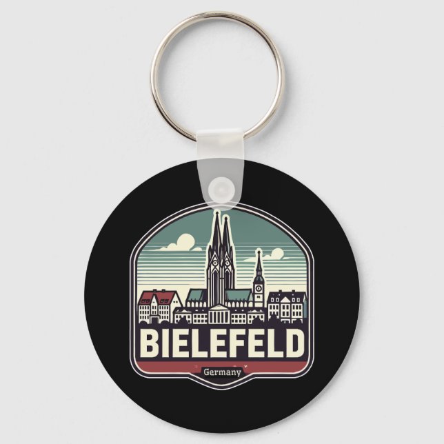 Retro Bielefeld Skyline  Nyckelring (Framsida)