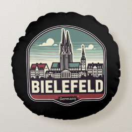 Retro Bielefeld Skyline Rund Kudde