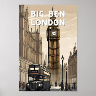 Retro Big ben london underbar britisk vintage Poster