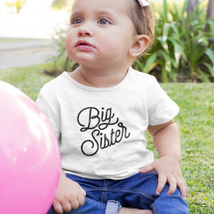 Retro Big Sister Black Typography T Shirt