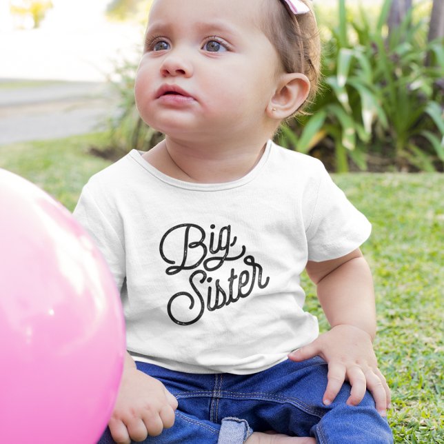 Retro Big Sister Black Typography T Shirt (Skapare uppladdad)