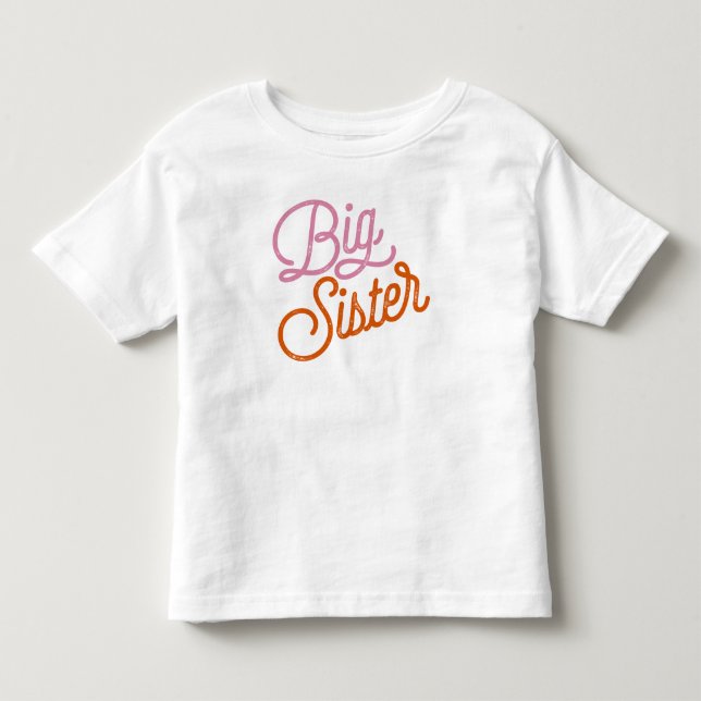 Retro Big Sister Colorful Rosa T Shirt (Framsida)